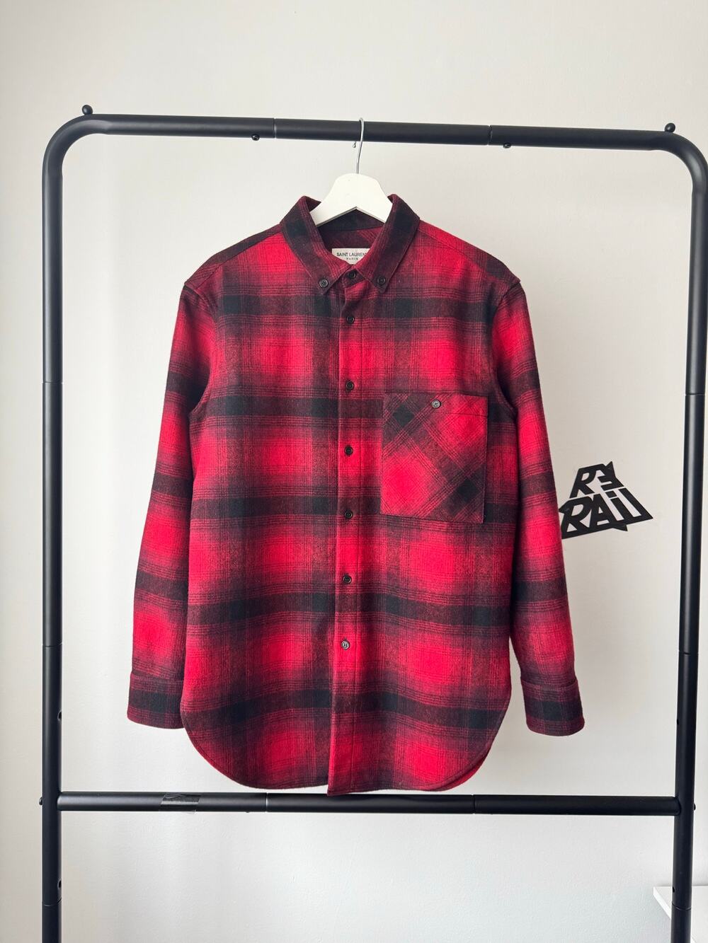Saint Laurent Brushed Plaid Overshirt